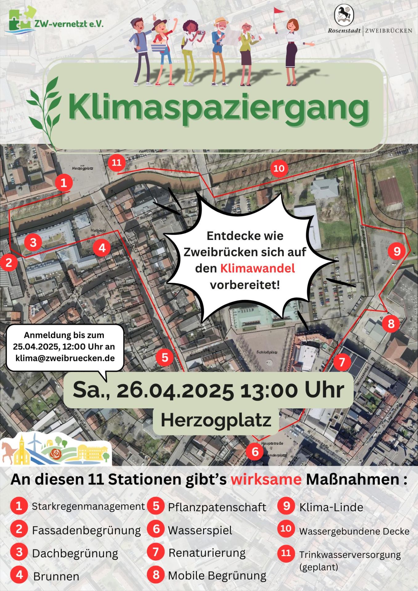 Klimaspaziergang 26.04.2025 - Stationen mit Beschreibung Klimaspaziergang 26.04.2025 - Stationen mit Beschreibung
