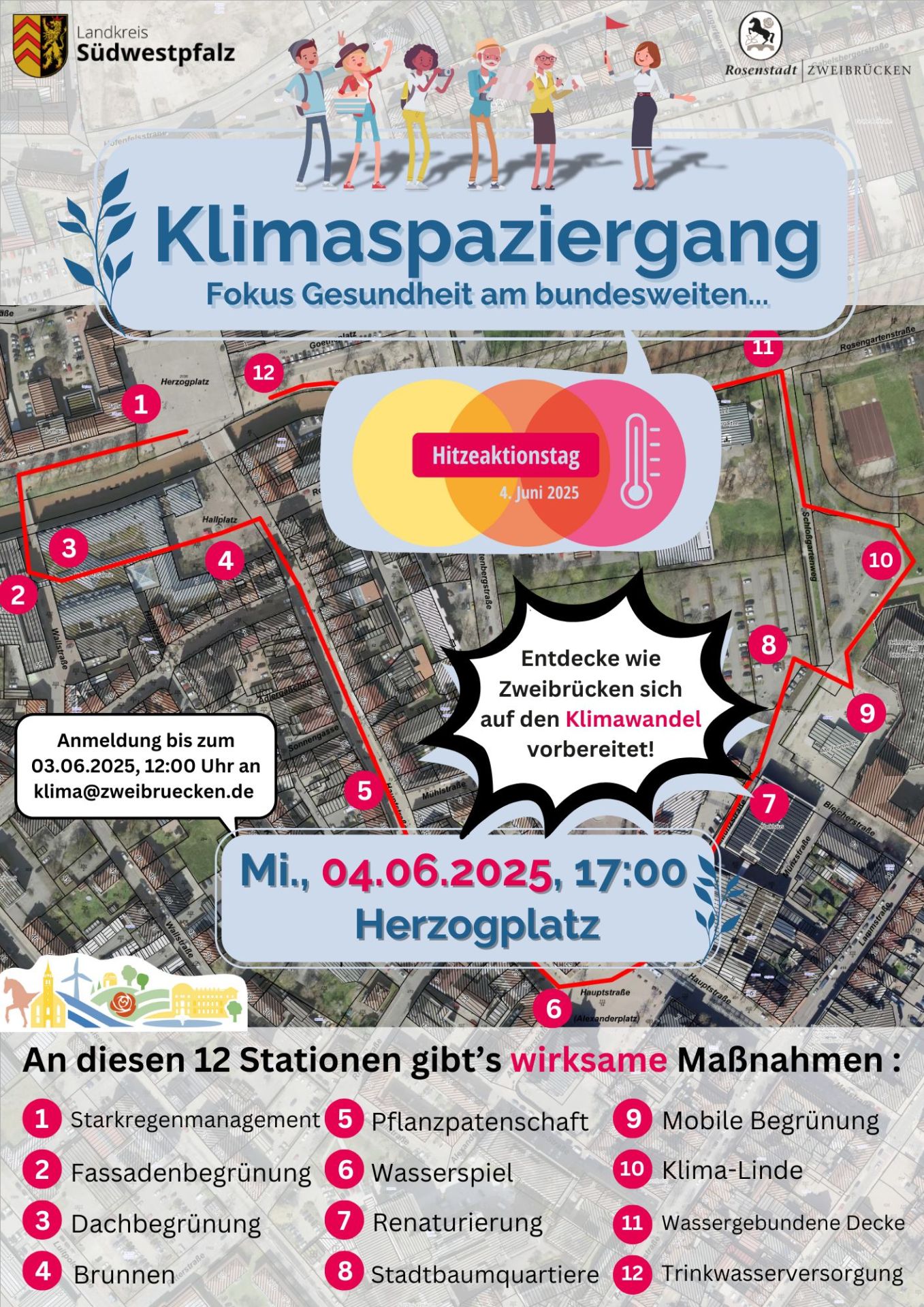 Klimaspaziergänge - Poster Hitzeaktionstag 04.06.2025 Klimaspaziergänge - Poster Hitzeaktionstag 04.06.2025