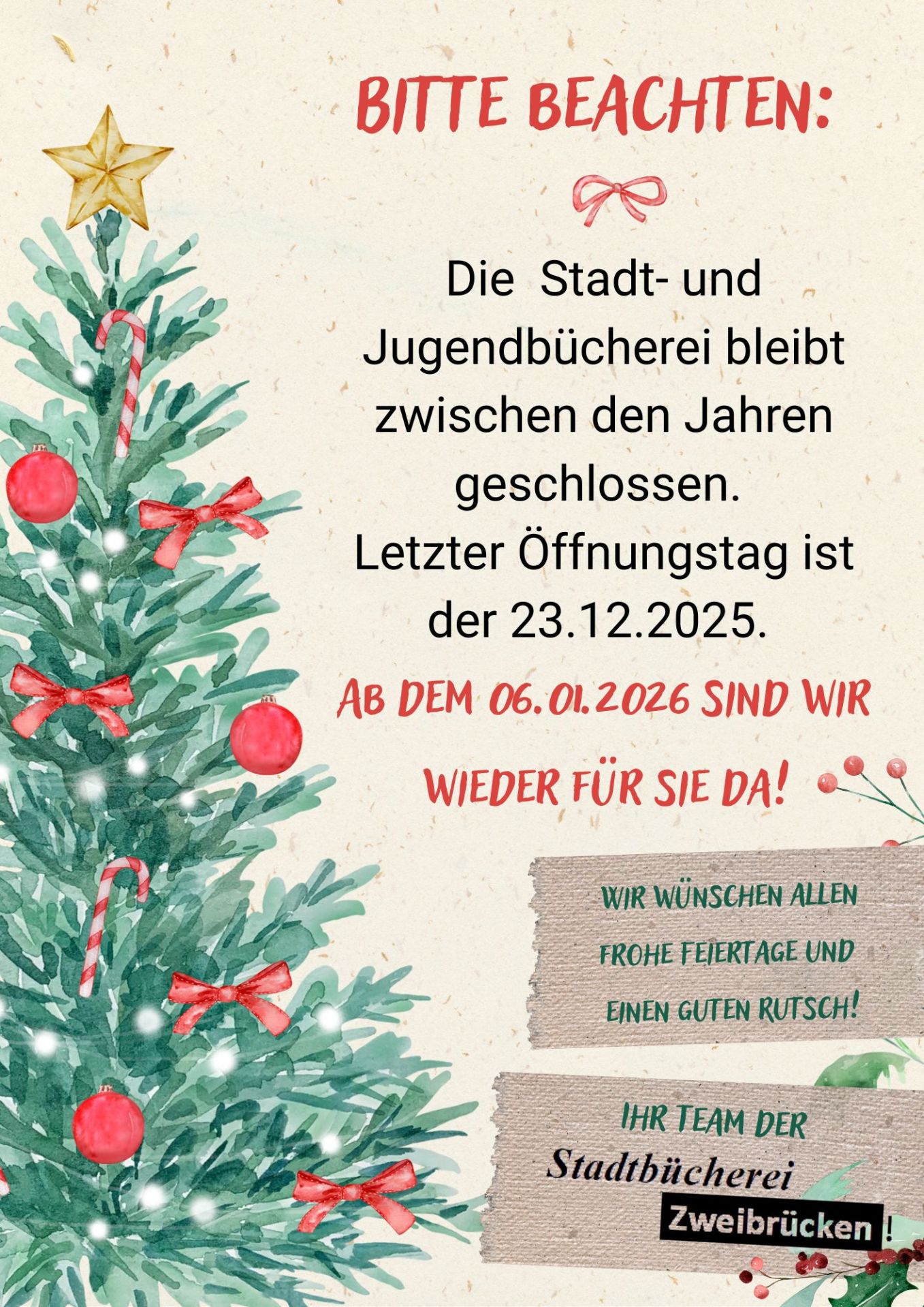 Grün Beige Illustriert Wasserfarbe Weihnachtsmarkt Ankündigung Poster - 1